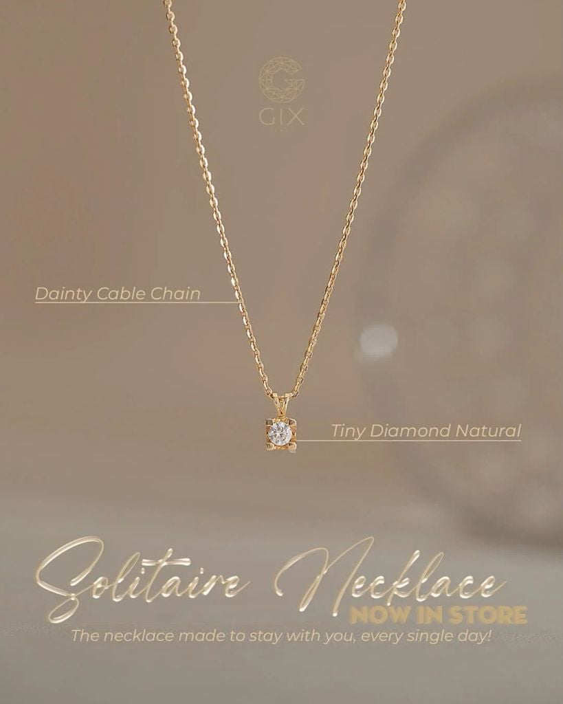 [CÓ SẴN] Dây chuyền 4 chấu đính đá vàng 14k - dài 42cm