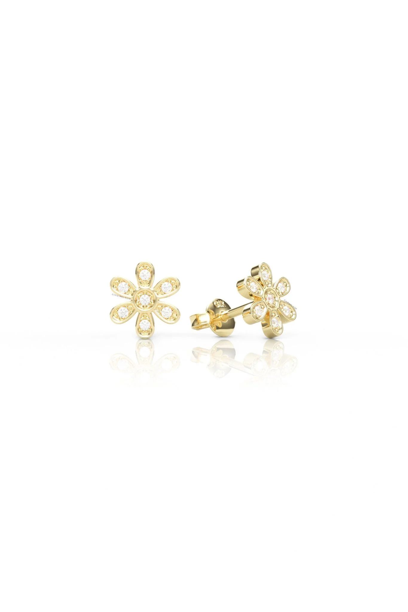  [CÓ SẴN] Bông tai hoa Moissanite vàng vàng 14k - GBT25050103 