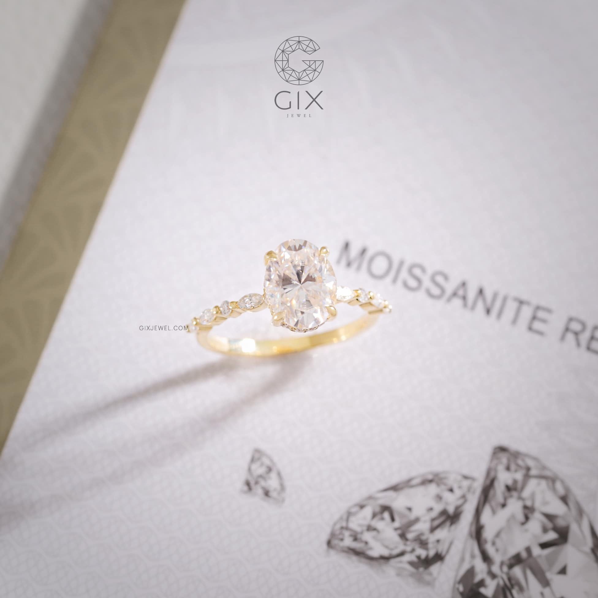  Nhẫn đính hôn vàng 18k Oval Embrace | Gix Jewel 