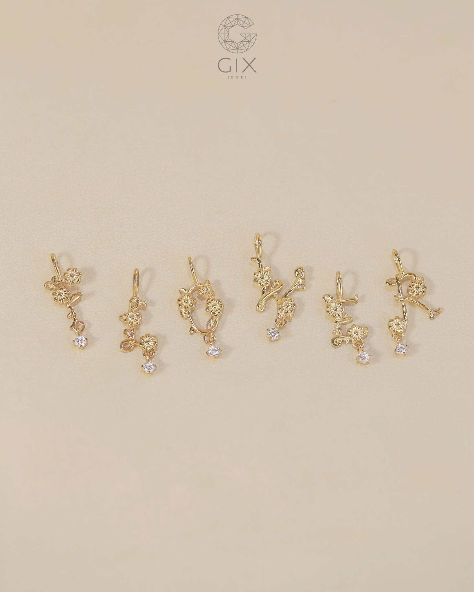  Dây chuyền chữ có hoa bạc 925 & vàng tây sợi mảnh - Name In Bloom | Gix Jewel 