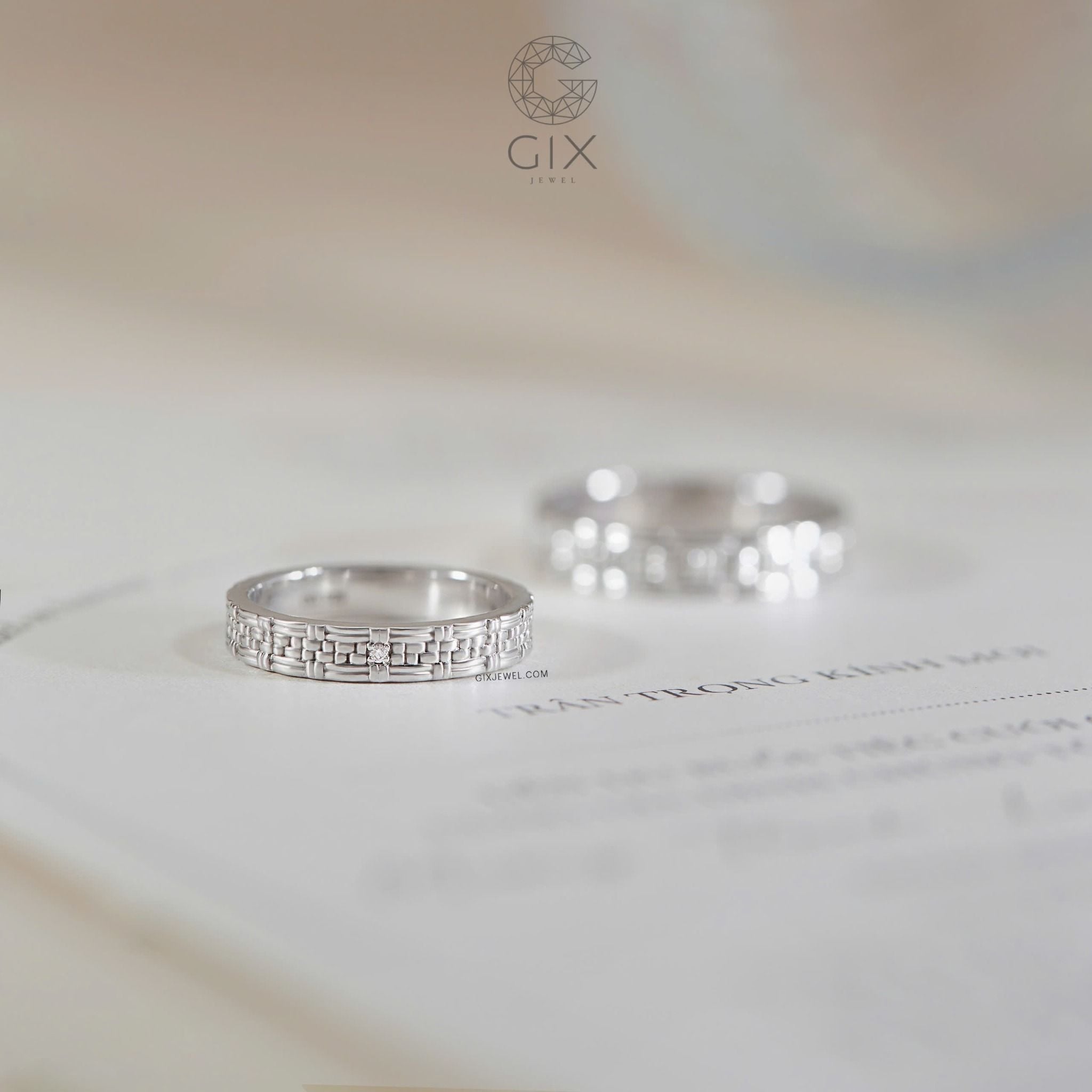  Nhẫn cưới vàng 10k đẹp bản to đính đá cao cấp Gix - GCR25050110 