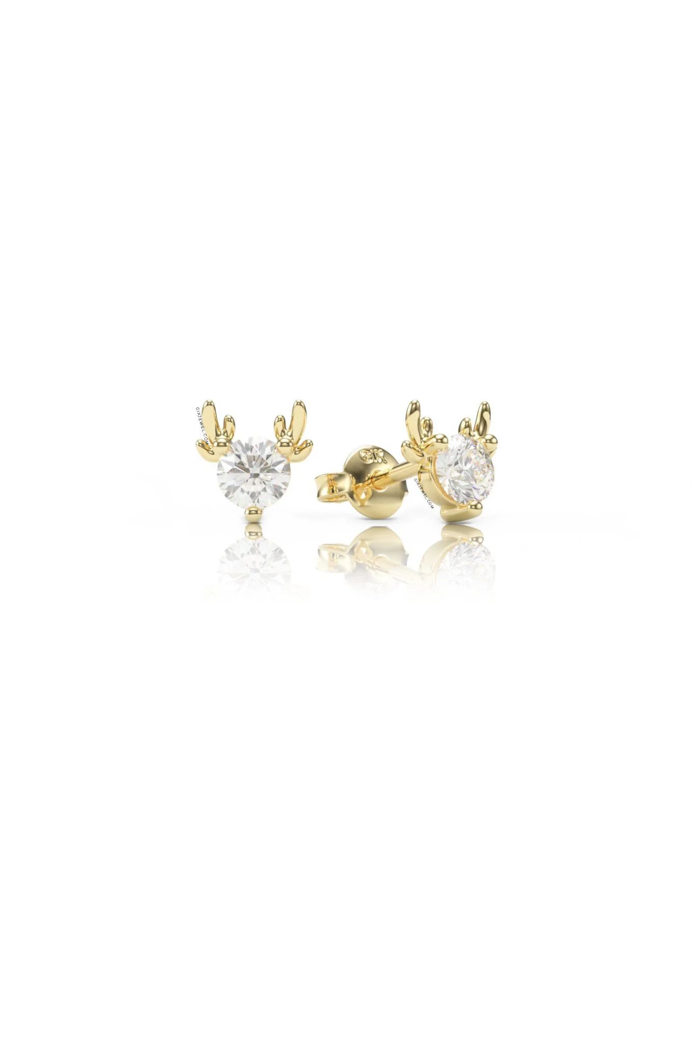  [CÓ SẴN] Bông tai moissanite hình hươu vàng vàng 14k - GBT25050044 