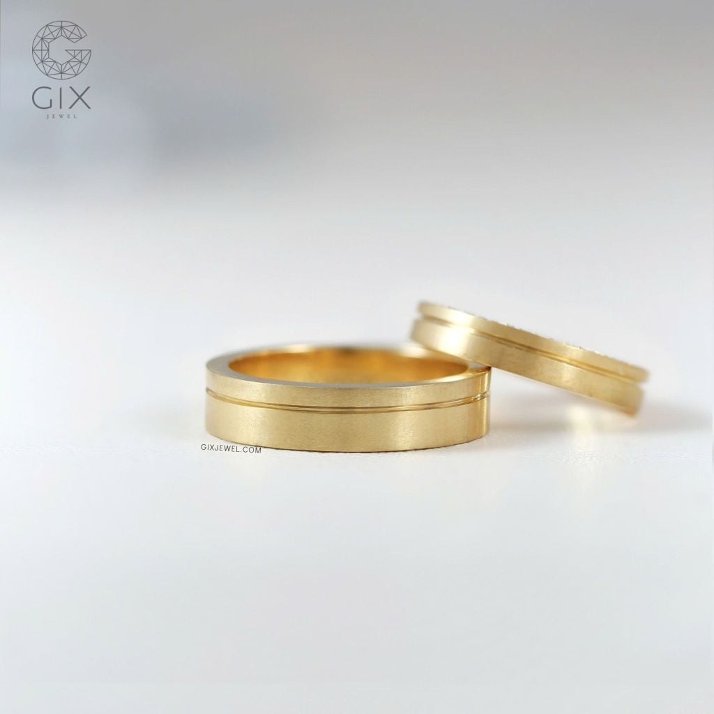 Nhẫn cưới vàng 14k đính đá khắc tên Gixjewel - GCR25050080