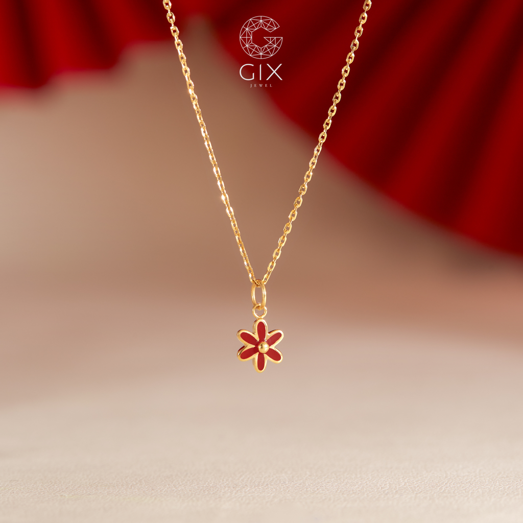  Vòng cổ vàng tây cho nữ đẹp hình hoa 5 cánh tráng màu dễ thương ôm sát cổ Gixjewel 