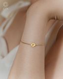  [CÓ SẴN] Lắc tay khoen lật vàng 14k mặt tròn khắc T - 16.5cm 