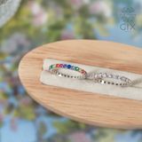  [CÓ SẴN] Nhẫn vàng trắng 14k đính full đá cầu vồng - ni 13 