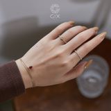  [CÓ SẴN] Nhẫn vàng 14k đính đá chữ nhật và tròn xen kẽ nửa vòng - ni 10 