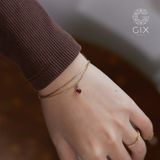  [CÓ SẴN] Lắc tay vàng 14k gắn đá Ruby ổ bao - 21.5cm 