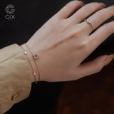  [CÓ SẴN] Lắc tay vàng 14k gắn tim kèm 2 viên kim cương 2li - 18cm 
