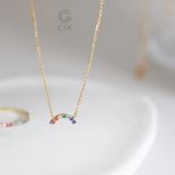  [CÓ SẴN] Dây chuyền vòng cung đính đá cầu vồng vàng 14k - 41cm 