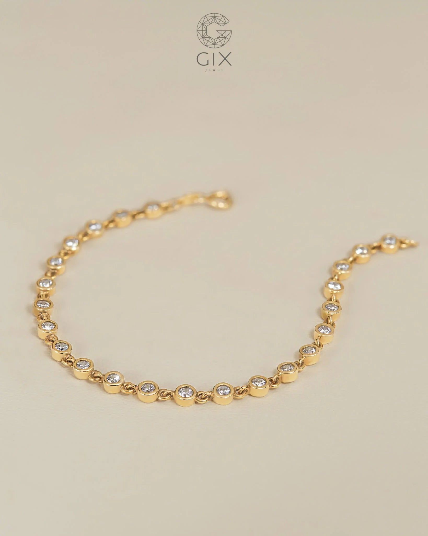  [CÓ SẴN] Lắc tay tennis ổ đá 2.5 li chấu bao vàng 14k - 17cm 