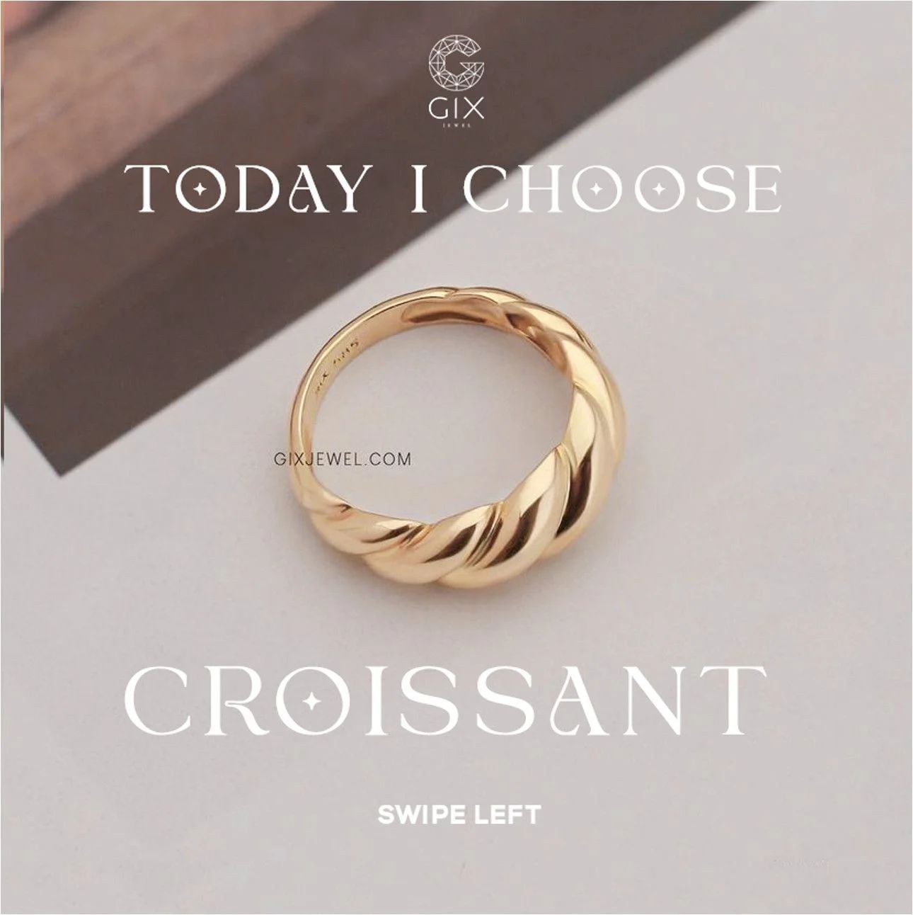  [CÓ SẴN] Nhẫn Croissanite bản lớn vàng 14k - ni 15 