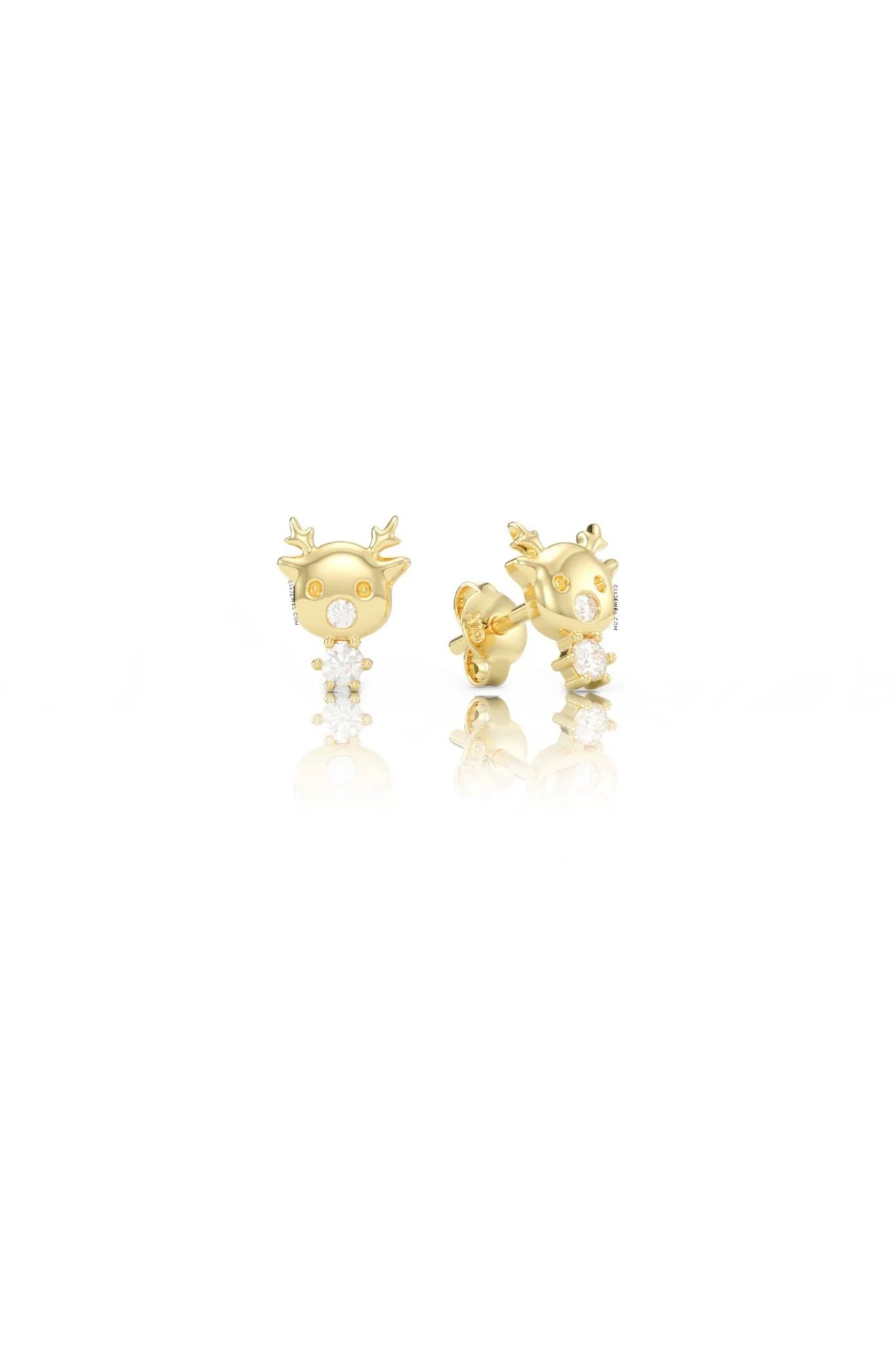  [CÓ SẴN] Bông tai tuần lộc vàng vàng 14k - GBT25050090 