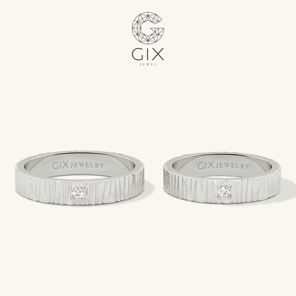  Nhẫn cưới vàng 10k đẹp bản vuông đính kim cương Gix - GCR25050109 