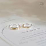  Nhẫn cưới hai màu đơn giản đẹp Platinum đính Moissanite khắc chữ Gix Jewel 