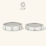  Nhẫn đôi đính Moissanite bản to khắc chữ Gix - GCR25050070 