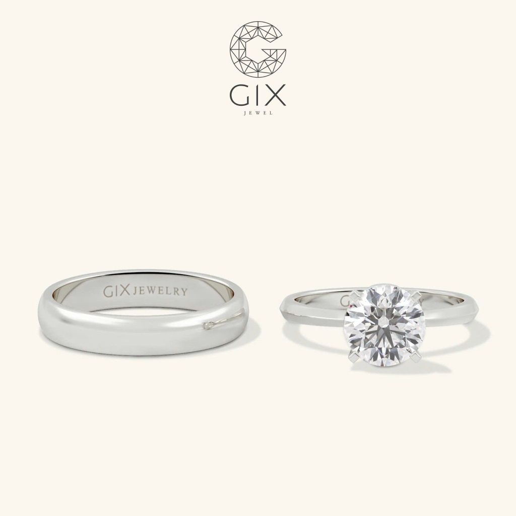  Nhẫn cưới đôi vàng 18k đẹp đính kim cương Moissanite - GCR25050025 