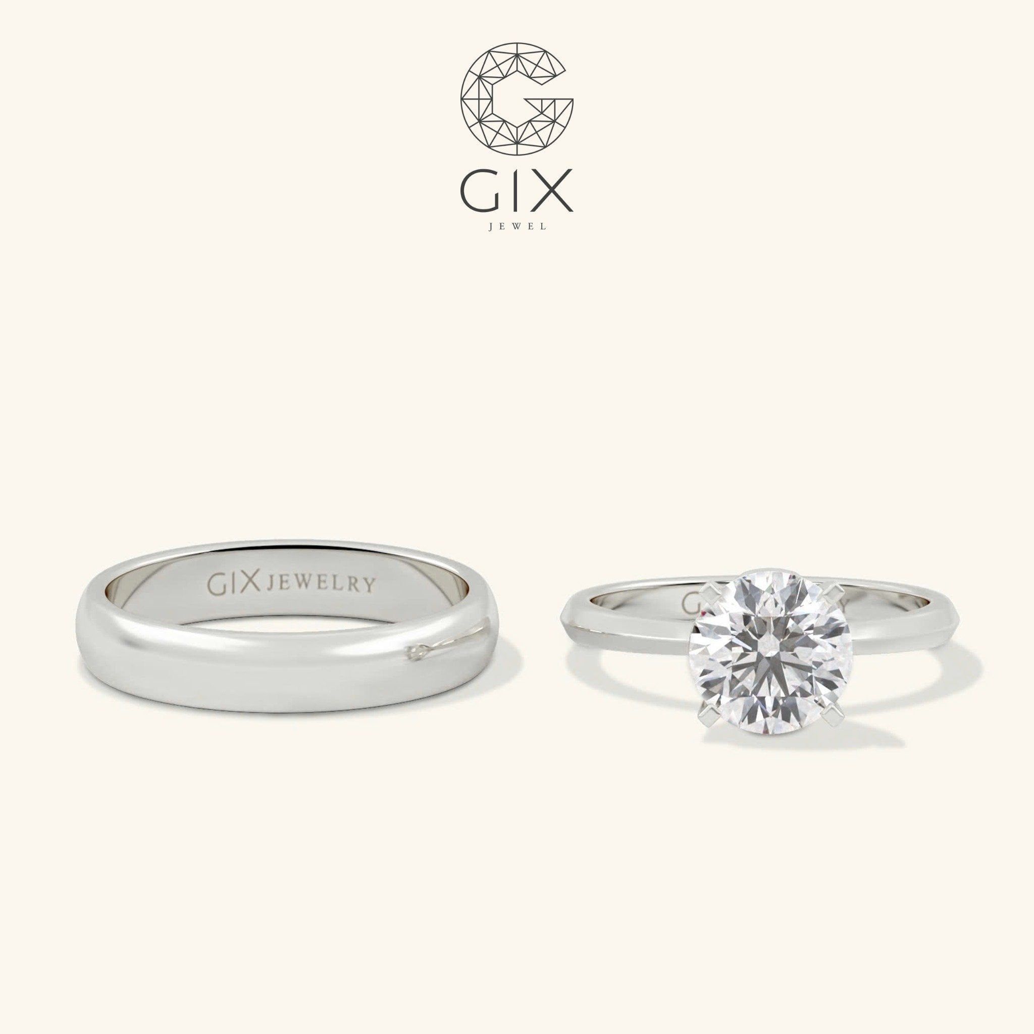  Nhẫn cưới đôi vàng 18k đẹp đính kim cương Moissanite - GCR25050025 