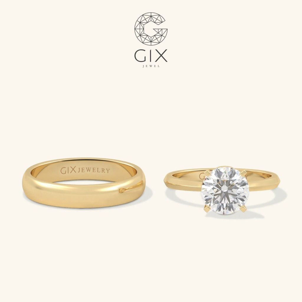  Nhẫn cưới đôi vàng 18k đẹp đính kim cương Moissanite - GCR25050025 