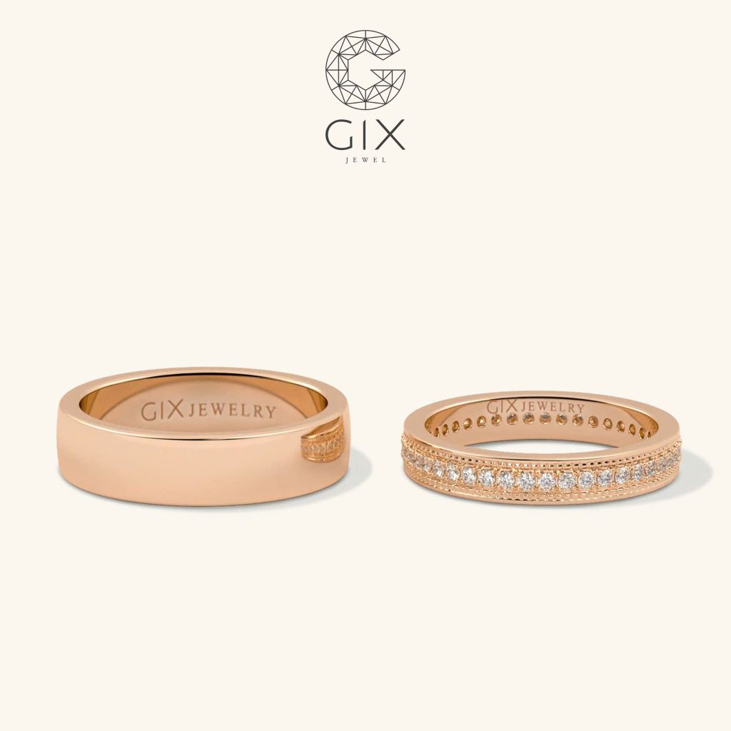 Nhẫn cưới vàng 18K đính kim cương tấm đẹp - GCR25050037