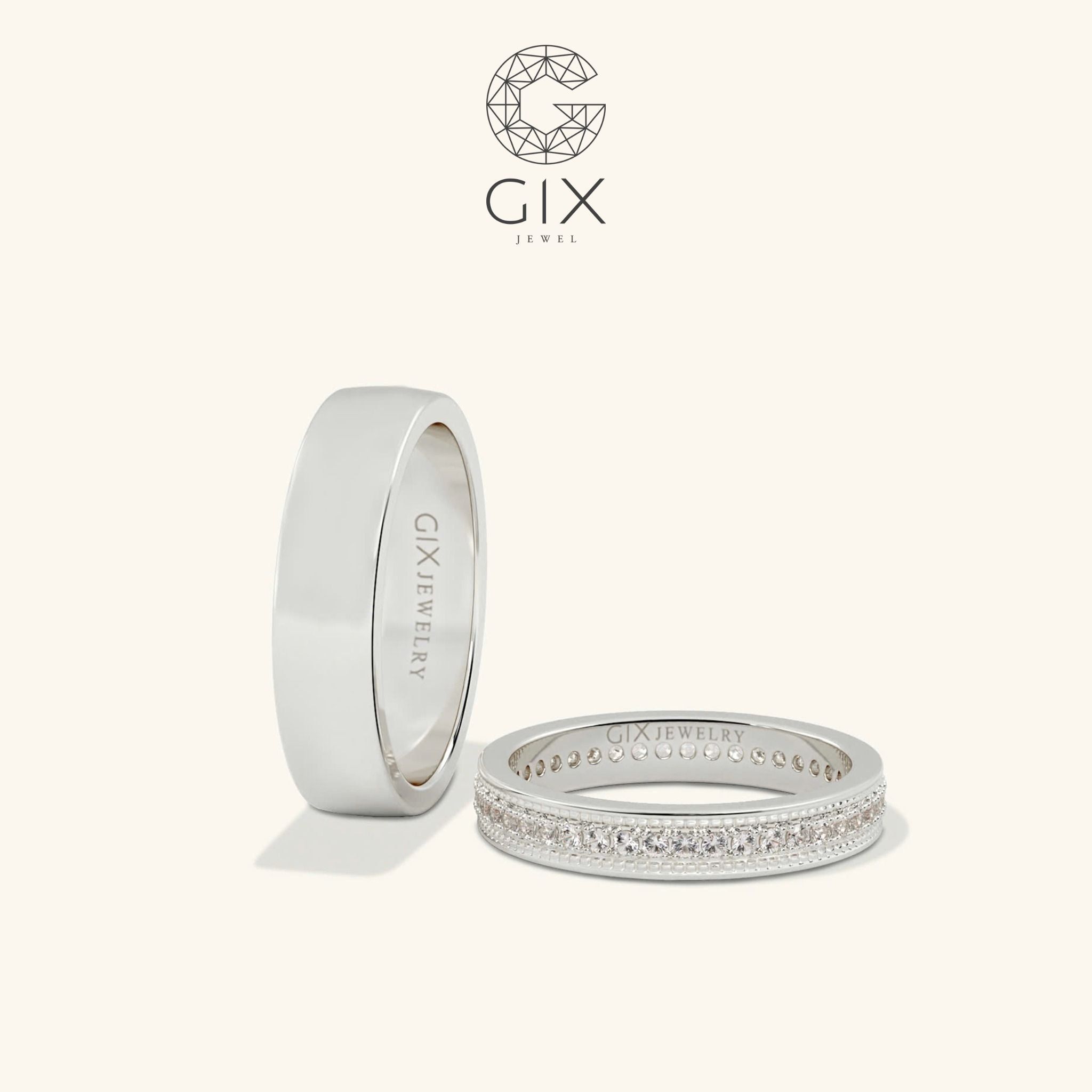  Nhẫn cưới vàng 14k đính kim cương tấm đẹp - GCR25050037 