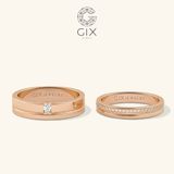  Nhẫn cặp bản vuông đính đá khắc tên Gix Jewel - GCR25050035 