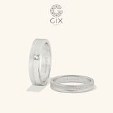  Nhẫn cặp bản vuông đính đá khắc tên Gix Jewel - GCR25050035 