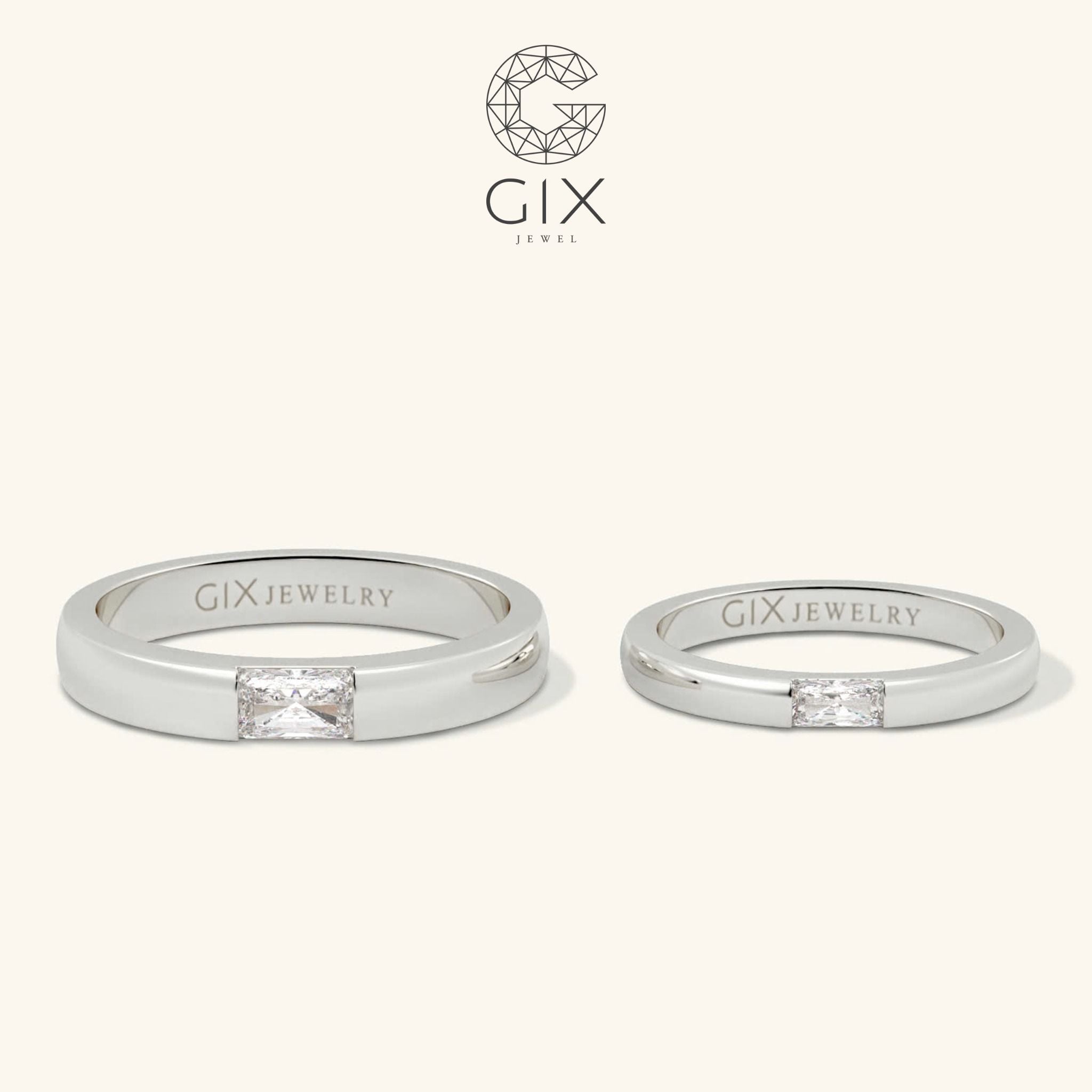  Nhẫn cưới vàng 18K đơn giản đẹp đính kim cương nhân tạo - GCR25050032 