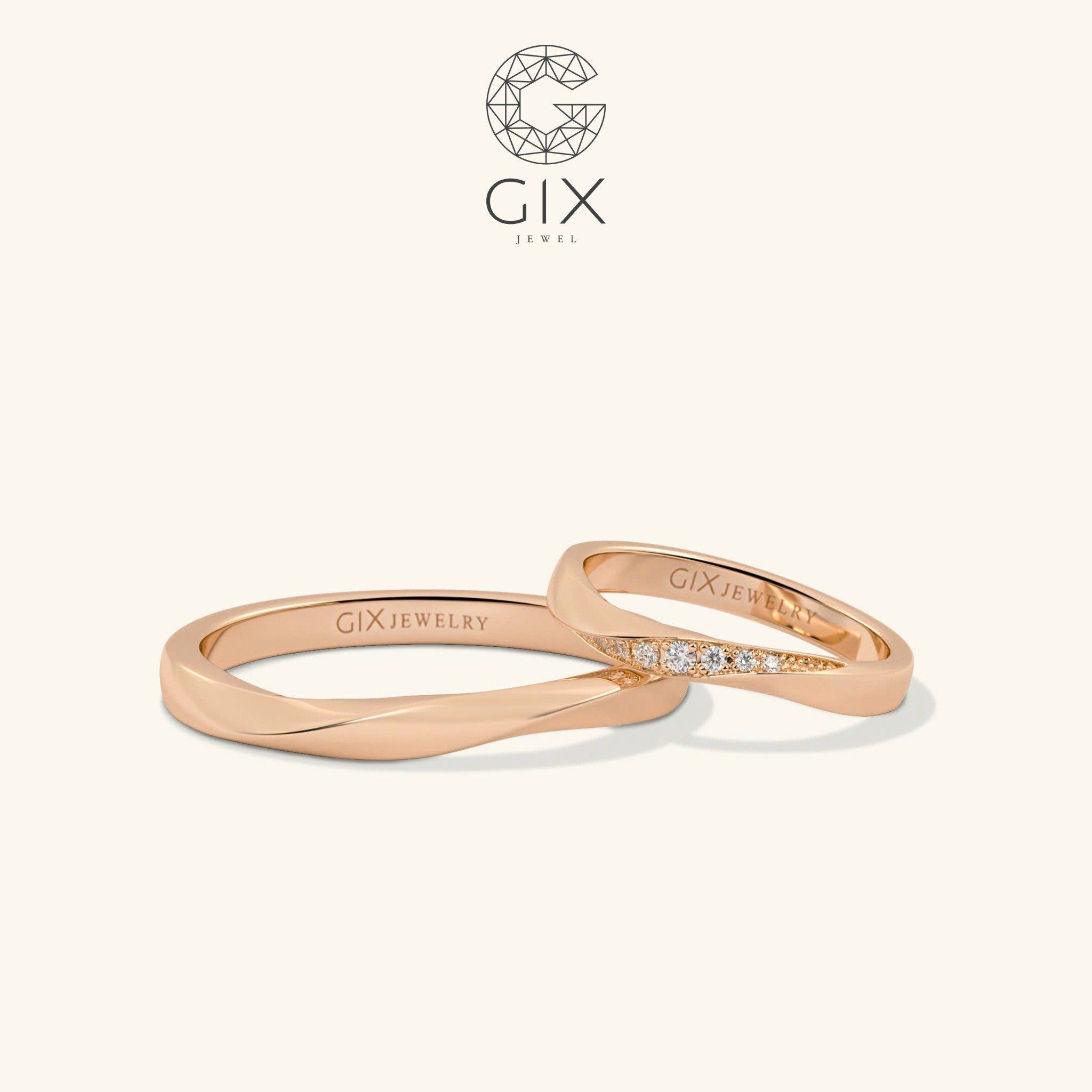  Nhẫn cưới vô cực vàng 18k đính Moissanite Gixjewel - GCR25050031 