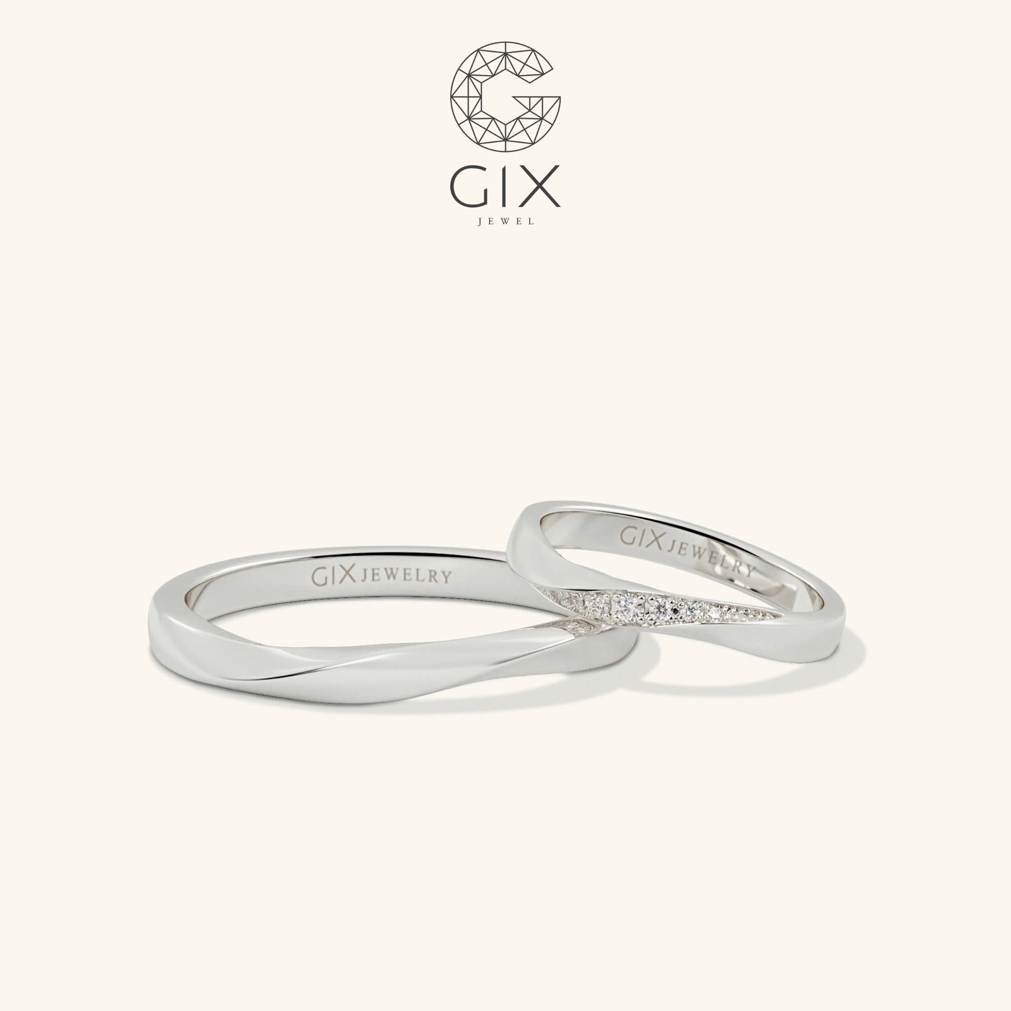  Nhẫn cưới vô cực vàng 14k đính Moissanite Gixjewel - GCR25050031 