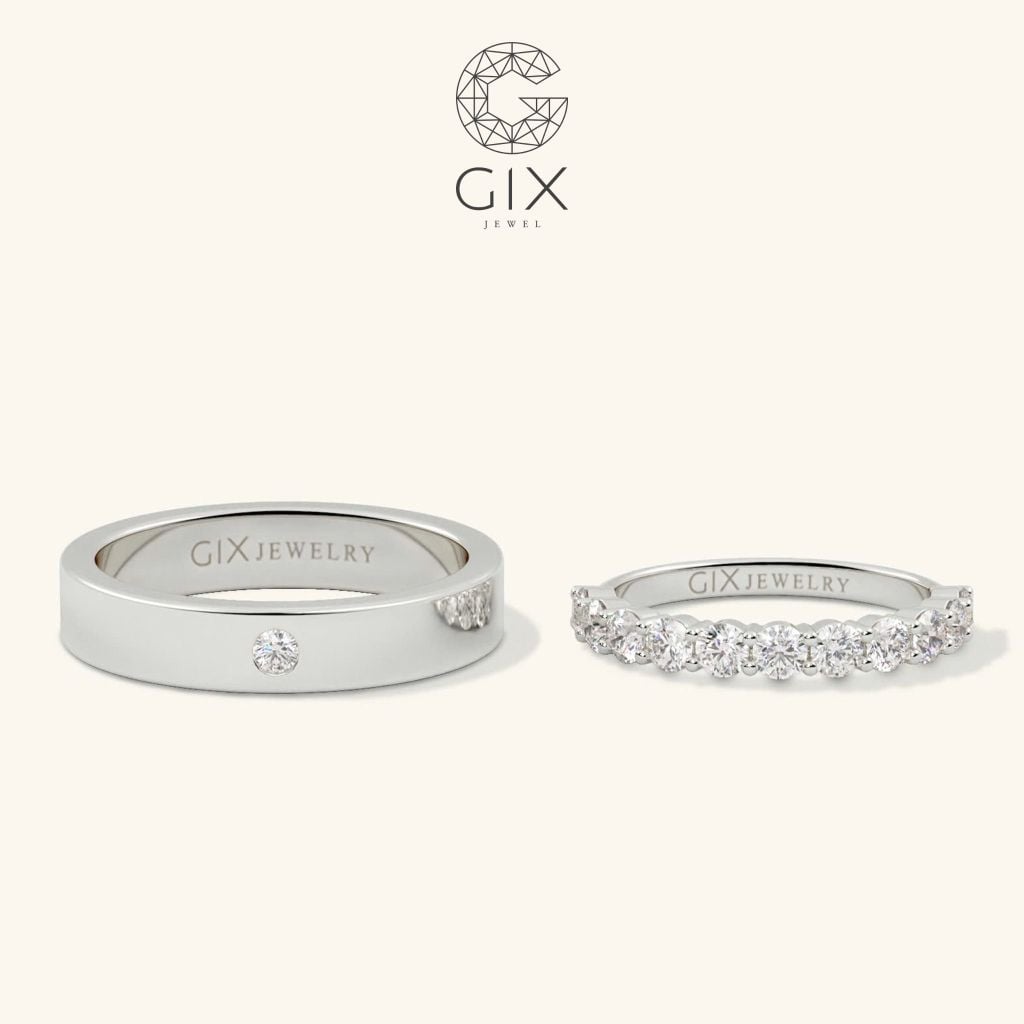 Nhẫn cưới Eternity vàng 14k đính kim cương Moissanite - GCR25050026