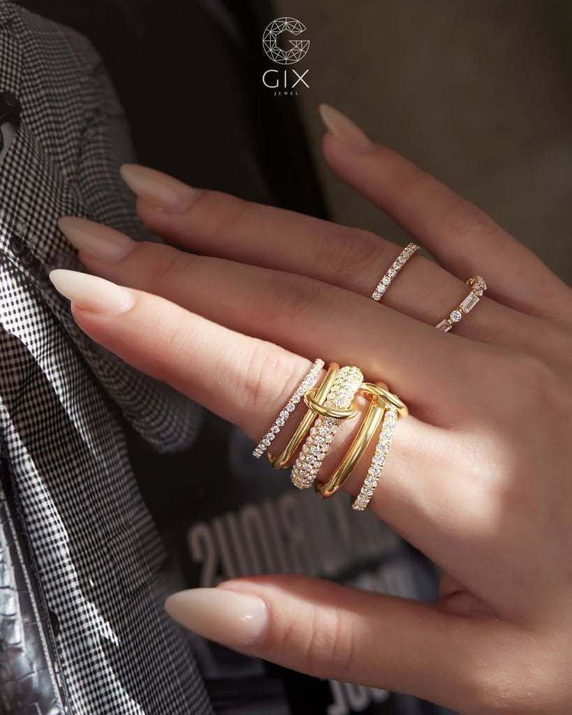  Nhẫn nữ vàng 18k & bạc đẹp xếp chồng nhiều lớp - Harmory Band | Gix Jewel 