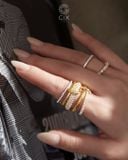 Nhẫn nữ vàng 18k & bạc đẹp xếp chồng nhiều lớp - Harmory Band | Gix Jewel 