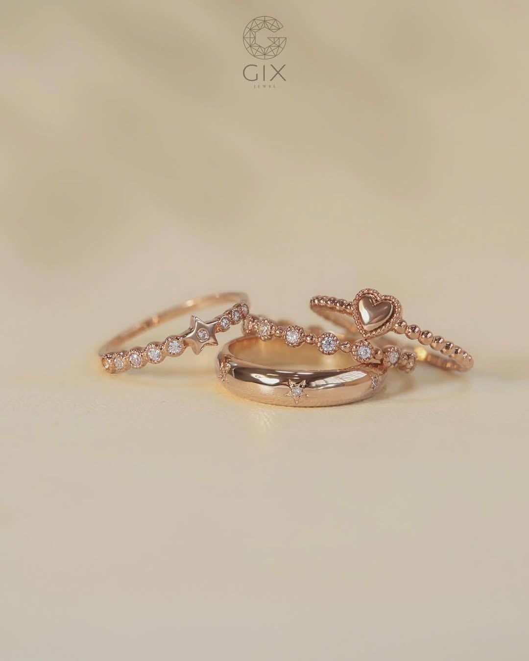  Nhẫn trái tim đai bi mảnh vàng tây cho nữ - Petite Amour | Gix Jewel 