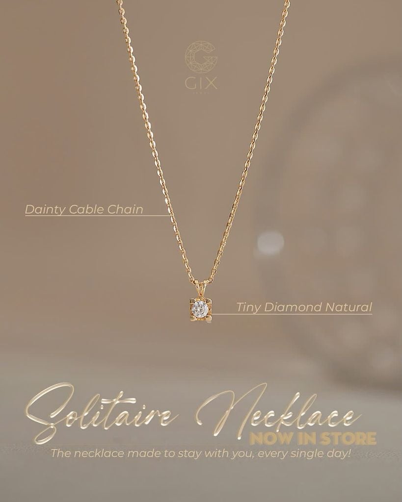  Dây chuyền kim cương tấm vàng tây sợi mảnh đẹp | Gix Jewel 