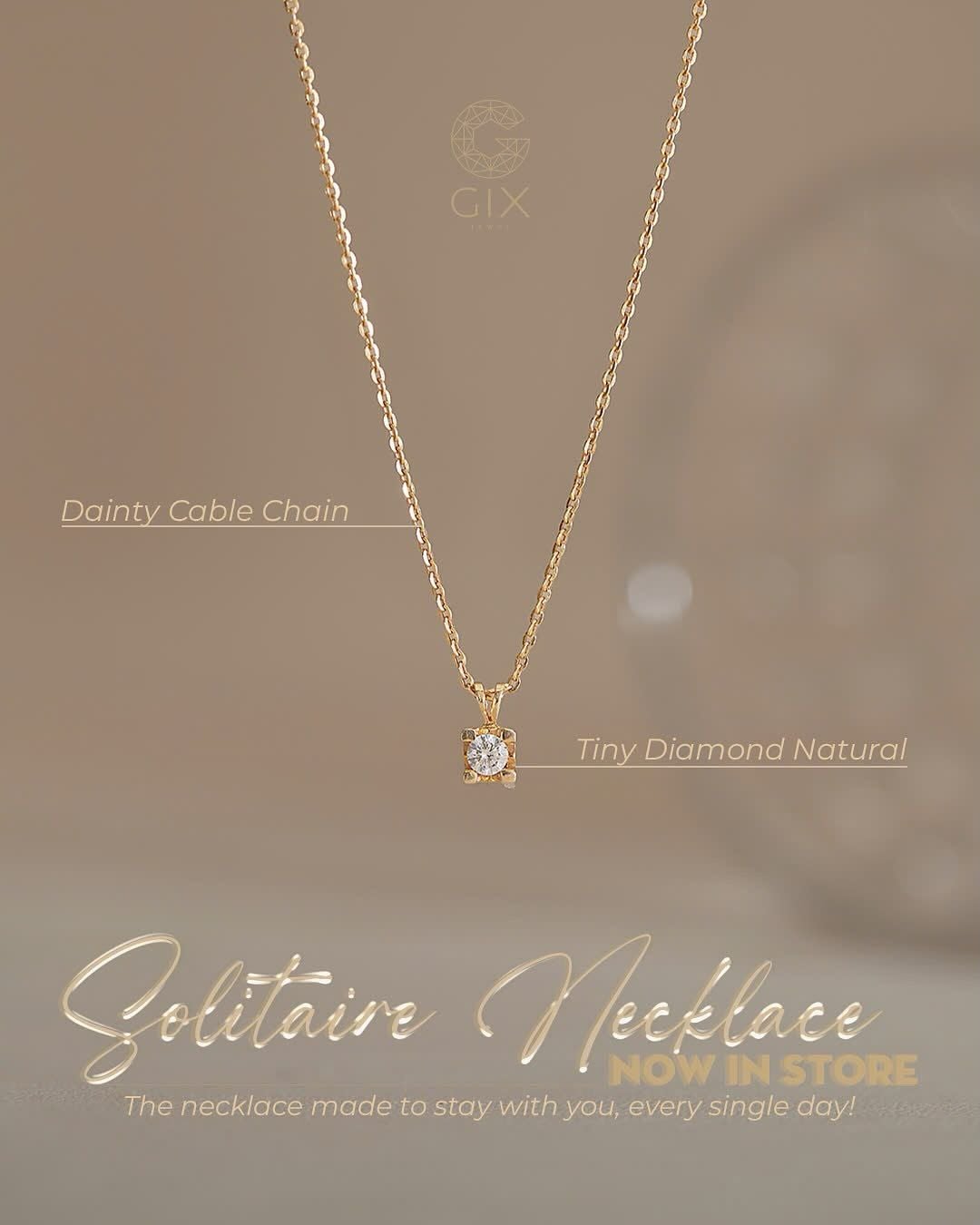  Dây chuyền kim cương tấm vàng tây sợi mảnh đẹp | Gix Jewel 