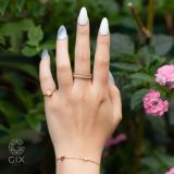  [CÓ SẴN] Nhẫn 2 viền bi đính đá vàng hồng 14k 