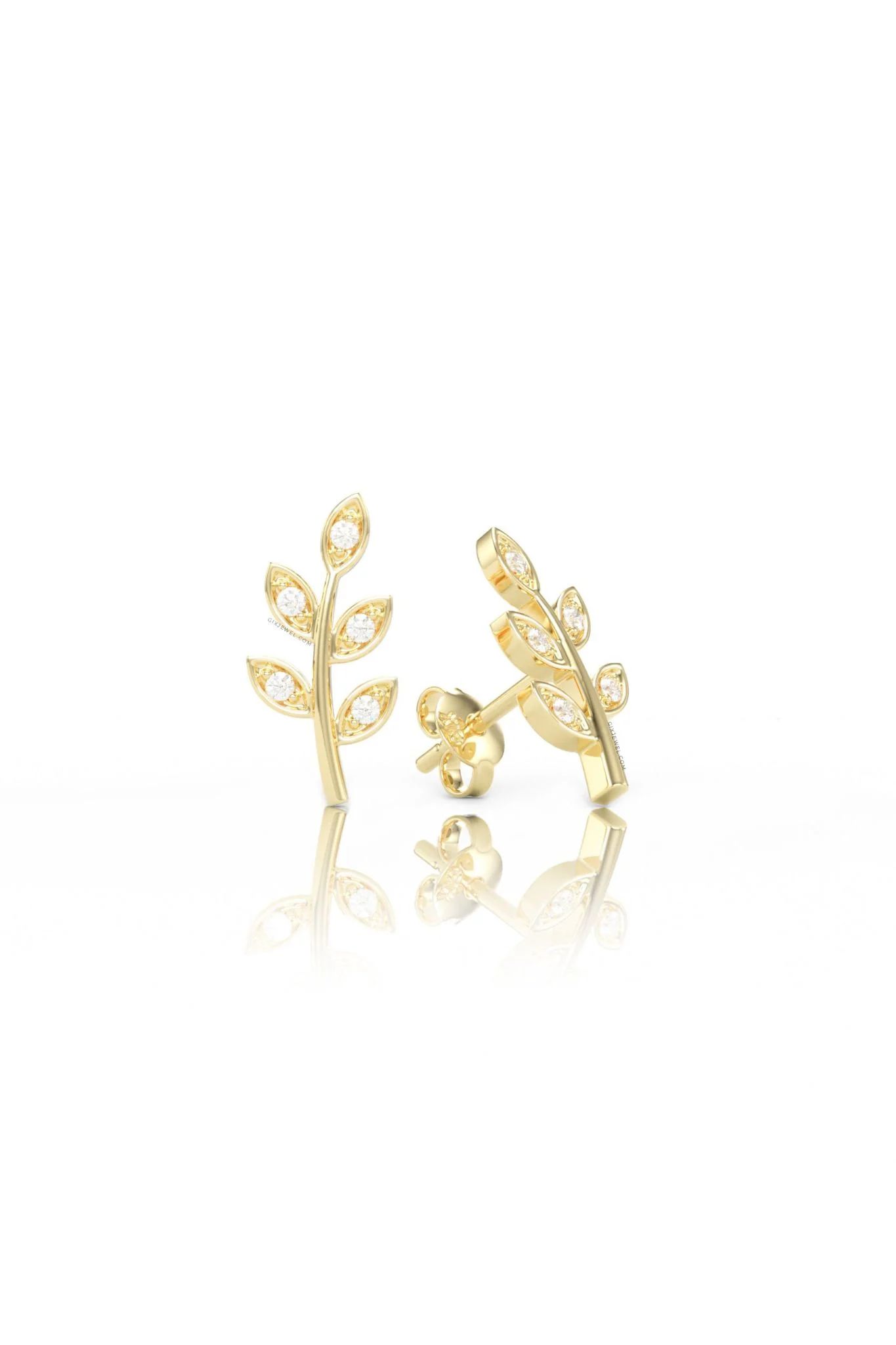  [CÓ SẴN] Bông tai moissanite hình lá vàng vàng 14k - GBT25050056 