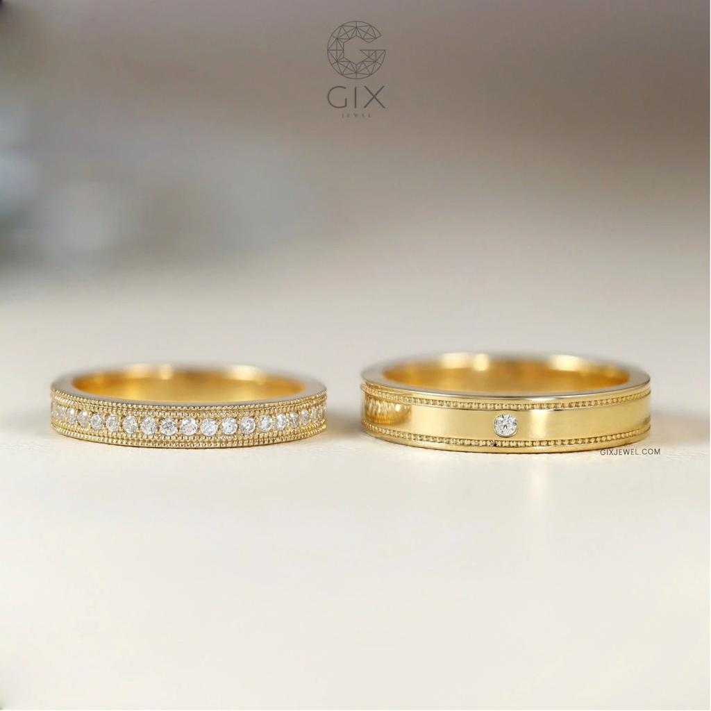  Nhẫn cưới vàng 14k đơn giản đẹp khắc chữ theo yêu cầu Gix - GCR25050097 