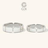  Nhẫn cưới vàng tây 18k khắc hoa văn đính đá cao cấp Gix - GCR25050069 