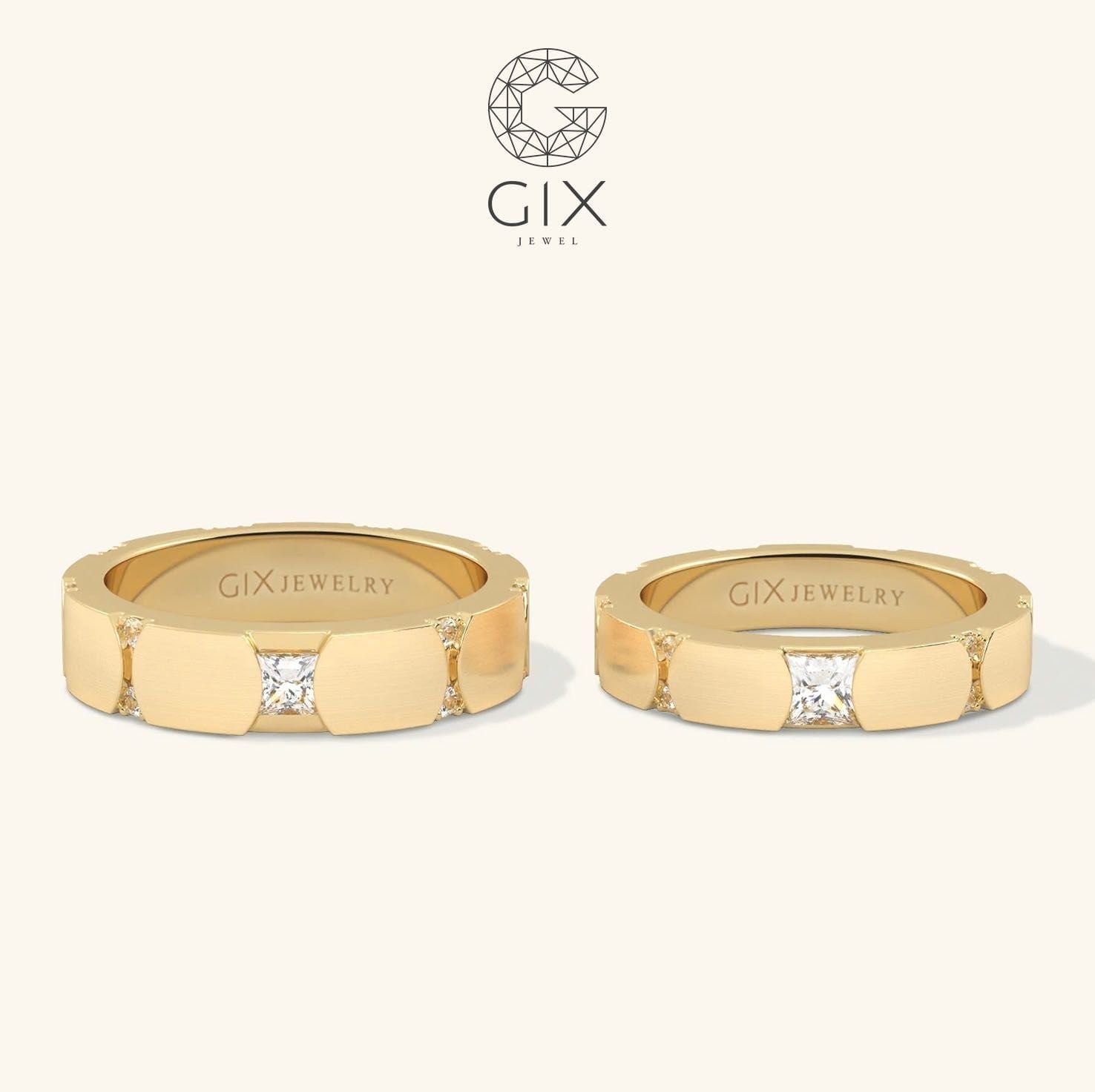  Nhẫn cưới vàng 10k đính kim cương Moissanite Gix - GCR25050070 