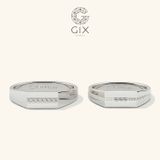  Nhẫn đôi signet ring nam nữ đính đá đẹp Gix - GCR25050082 