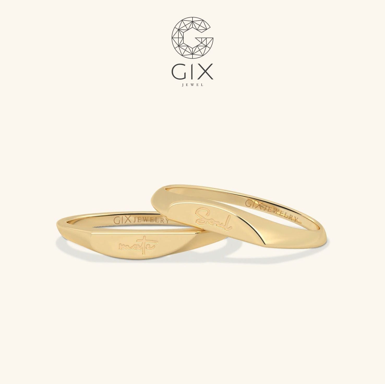  Nhẫn cưới vàng 18k signet ring độc đáo khắc chữ - GCR25050083 