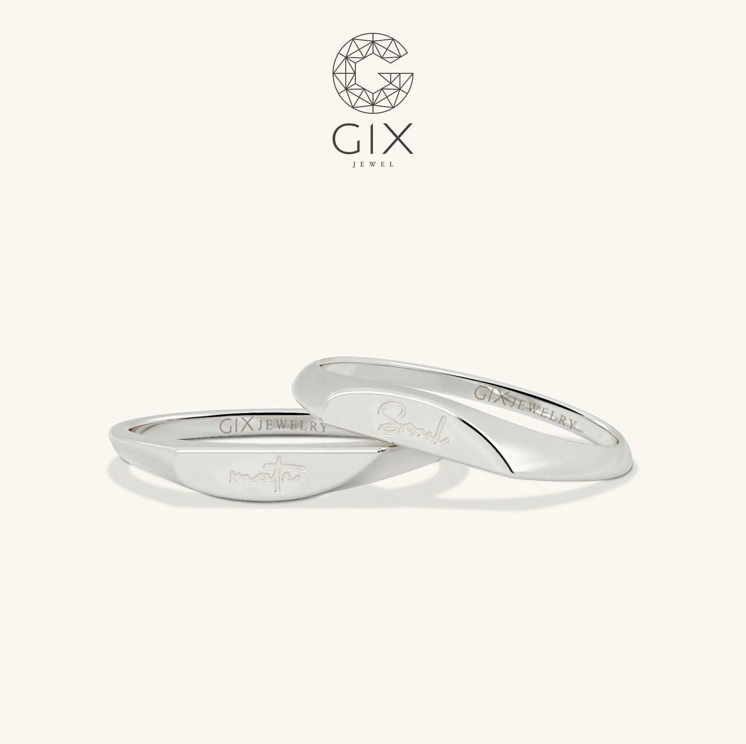  Nhẫn cưới vàng 18k signet ring độc đáo khắc chữ - GCR25050083 