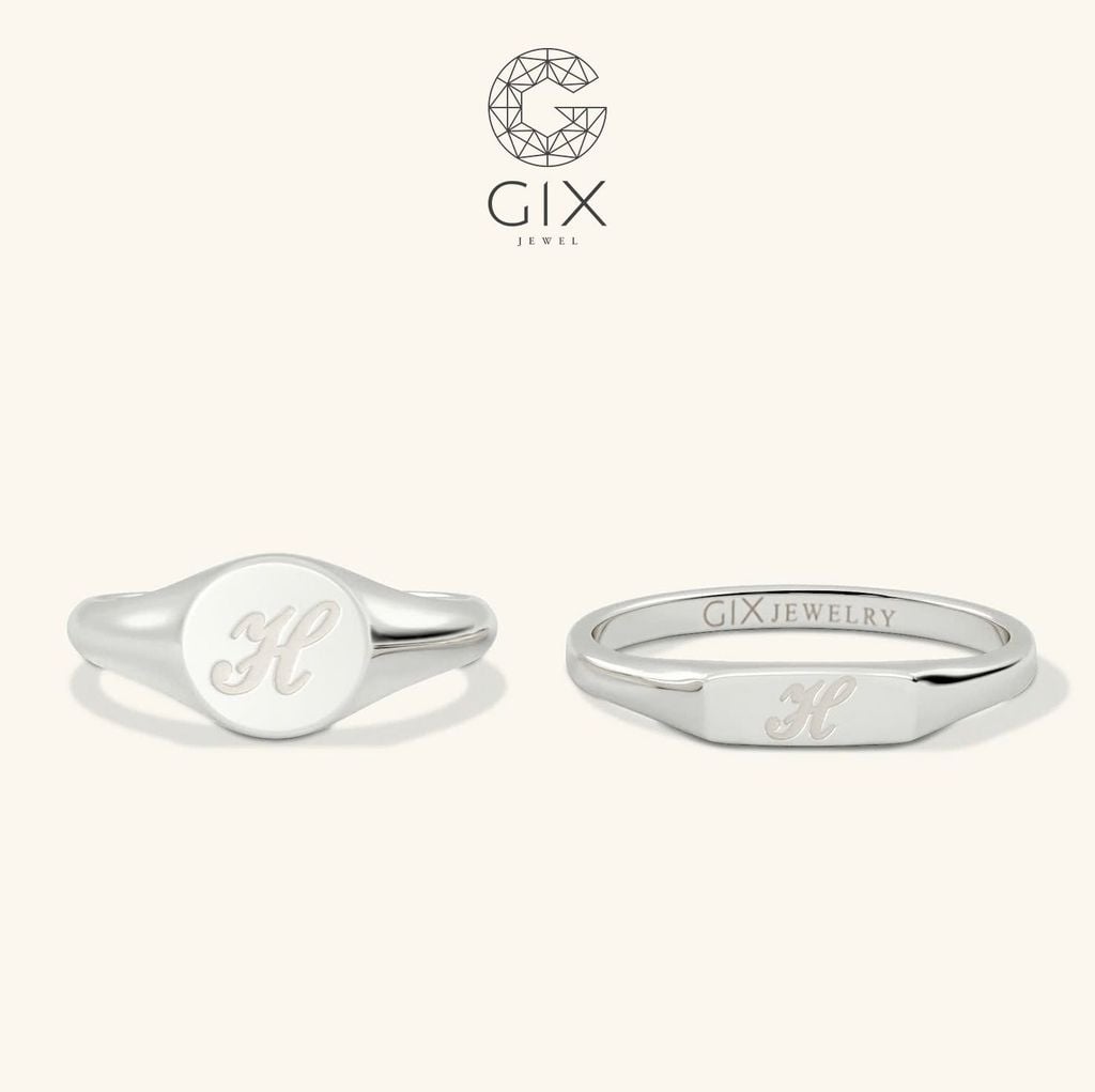  Nhẫn cưới vàng 14k signet ring khắc chữ Gixjewel - GCR25050084 
