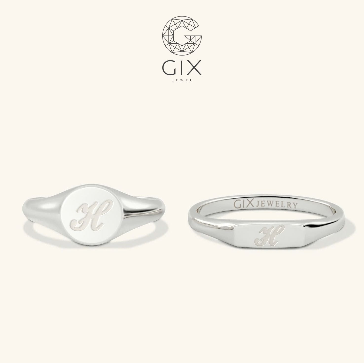  Nhẫn cưới vàng 10k signet ring khắc chữ Gixjewel - GCR25050084 