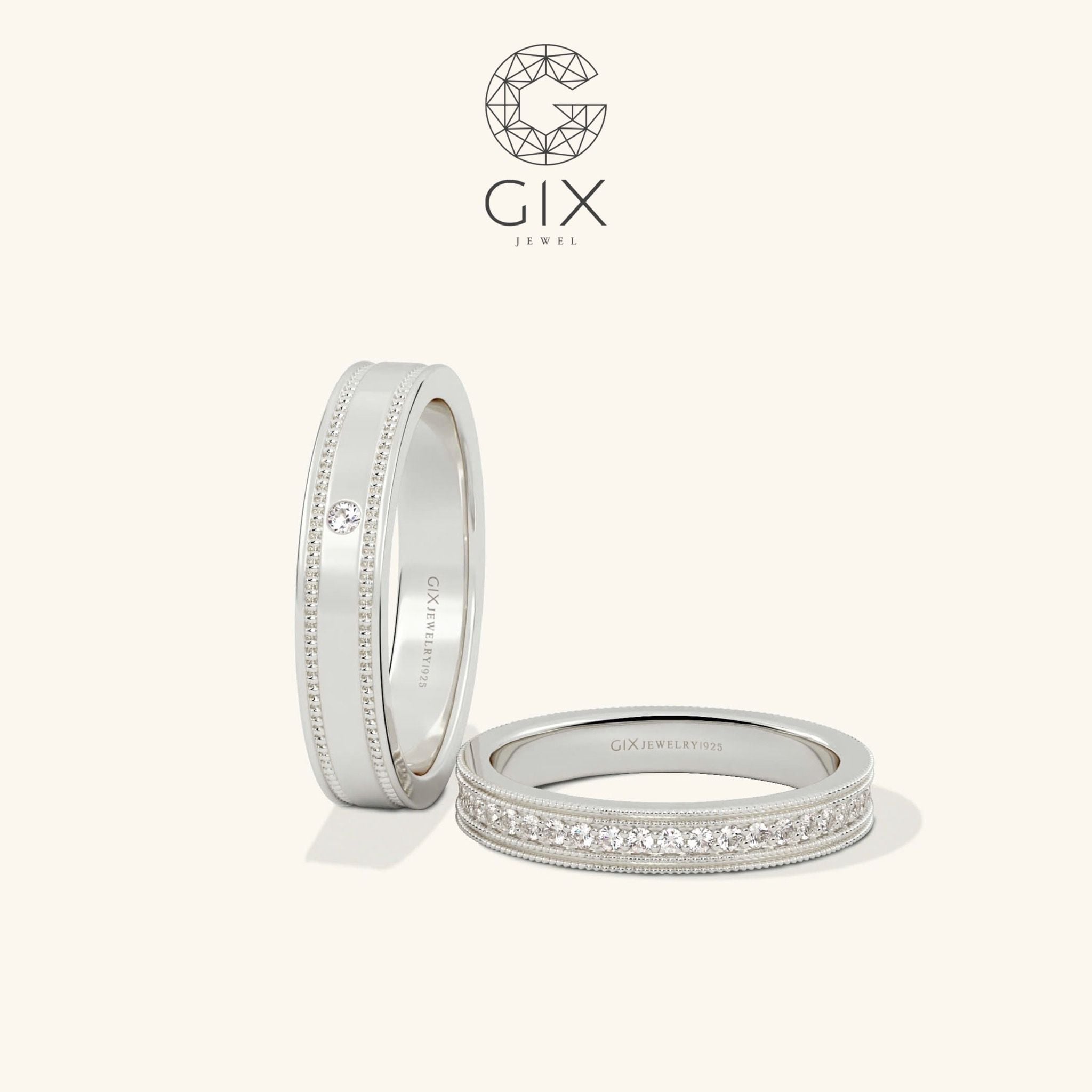  Nhẫn cưới vàng 14k đơn giản đẹp khắc chữ theo yêu cầu Gix - GCR25050097 