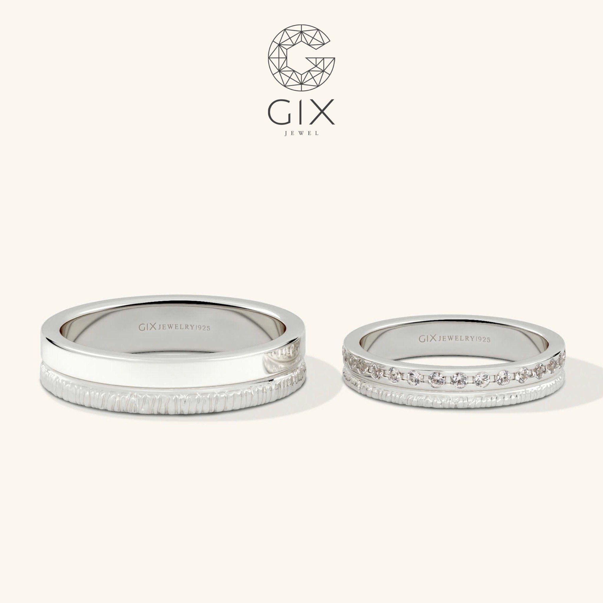  Nhẫn cưới vàng 18k bản to đẹp khắc hoa văn Gix Jewel - GCR25050095 