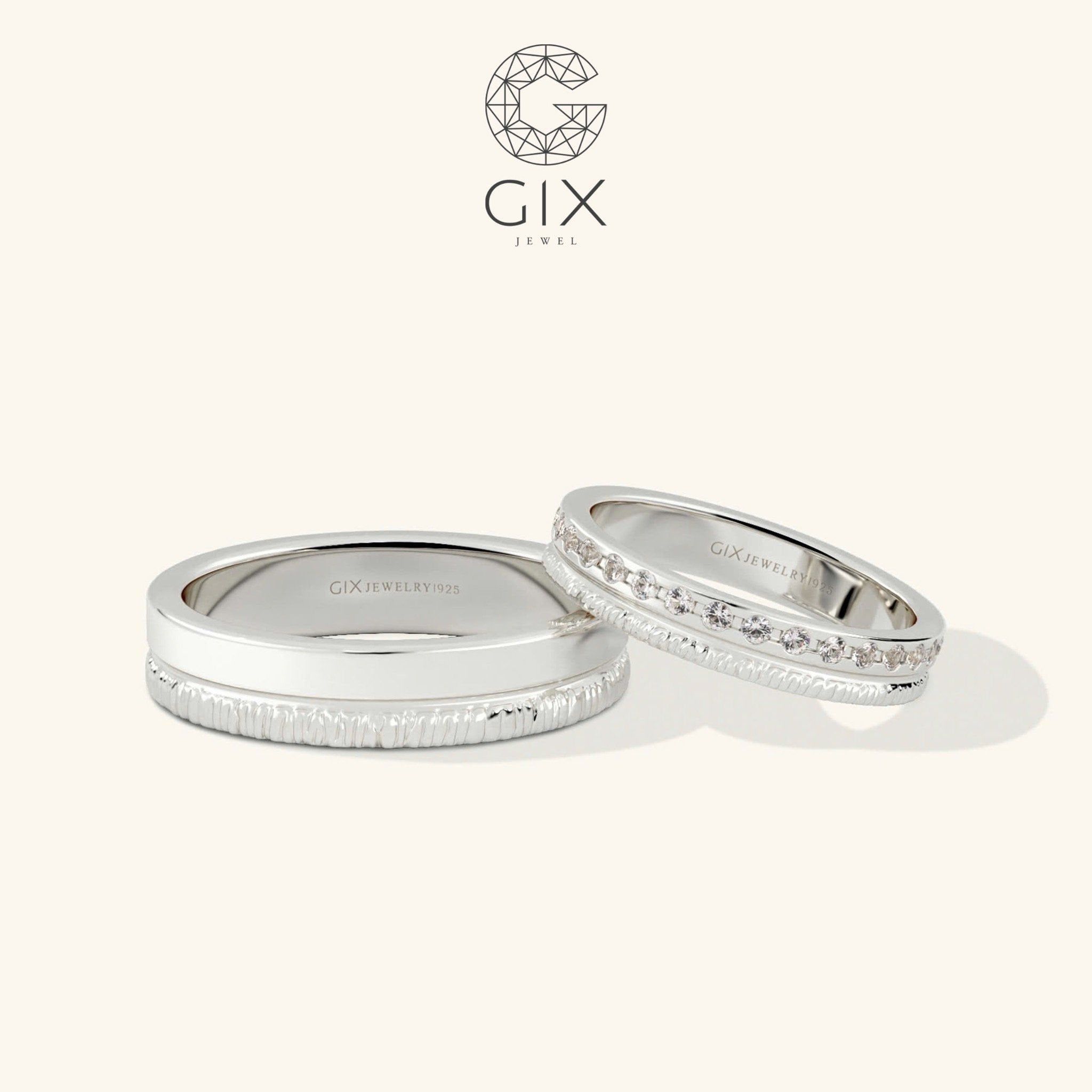  Nhẫn cưới vàng 14k bản to đẹp khắc hoa văn Gix Jewel - GCR25050095 