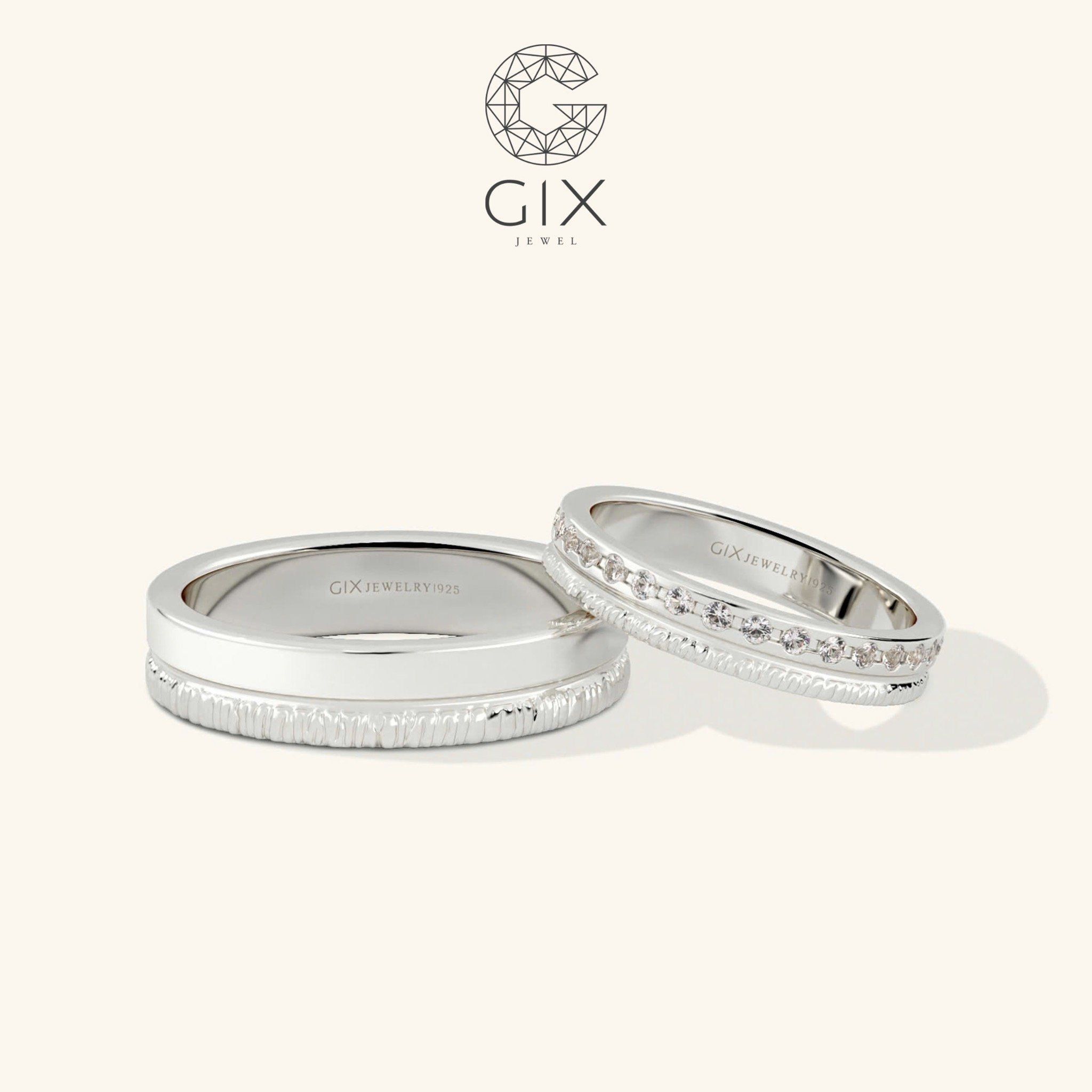  Nhẫn cưới vàng 18k bản to đẹp khắc hoa văn Gix Jewel - GCR25050095 